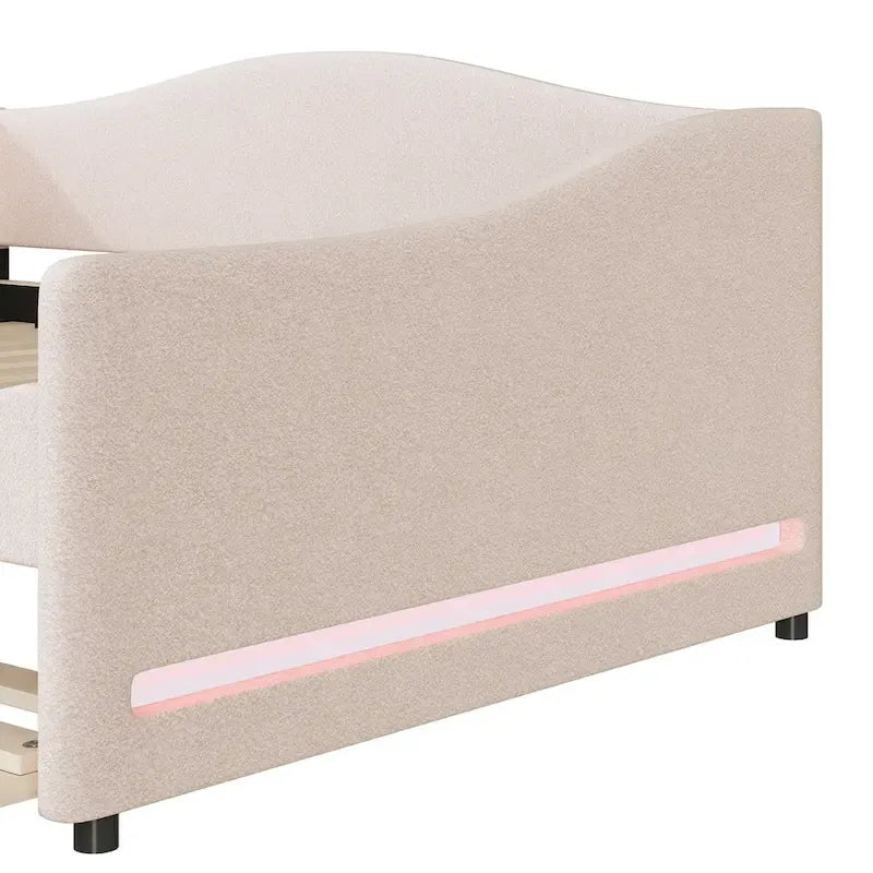 Teddy Fleece Full Daybed - with Trundle & LED Lights