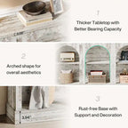 63" Console Table with 3-Tier Storage, White/Black/Brown