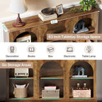 63" Console Table with 3-Tier Storage, White/Black/Brown