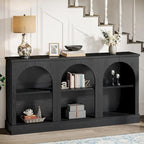 63" Console Table with 3-Tier Storage, White/Black/Brown