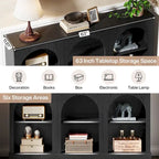 63" Console Table with 3-Tier Storage, White/Black/Brown