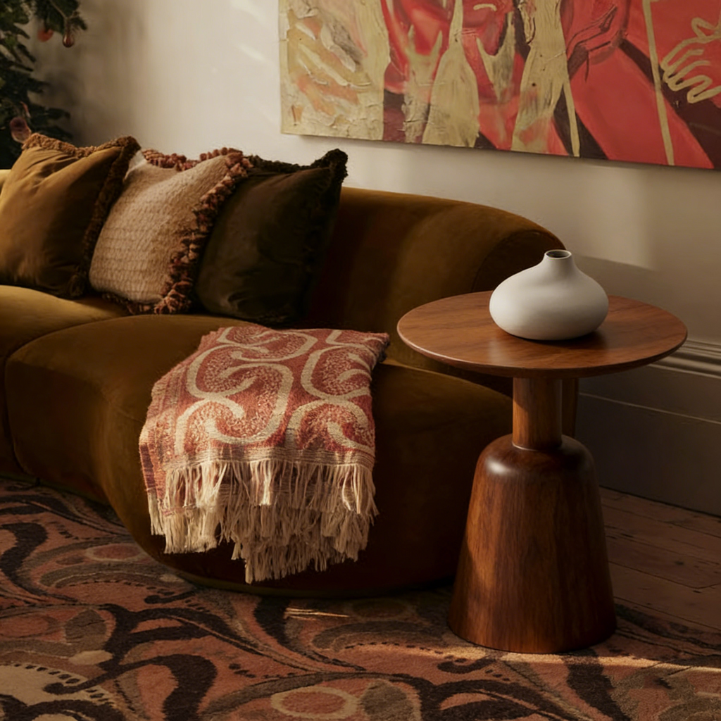 Dark Brown Round Pedestal Coffee Table - 30"