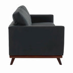 Leather 3-Seater Sofa - 83" with Birch Wood Base