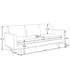 Leather 3-Seater Sofa - 83" with Birch Wood Base