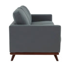 Leather 3-Seater Sofa - 83" with Birch Wood Base