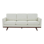 Leather 3-Seater Sofa - 83" with Birch Wood Base