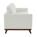 Leather 3-Seater Sofa - 83" with Birch Wood Base