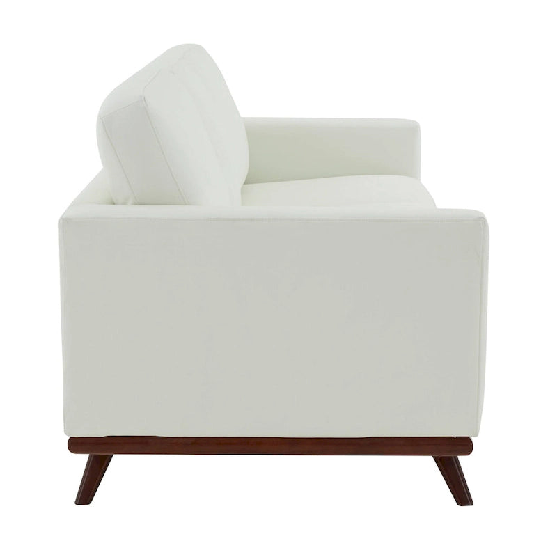Leather 3-Seater Sofa - 83" with Birch Wood Base