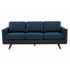 Leather 3-Seater Sofa - 83" with Birch Wood Base