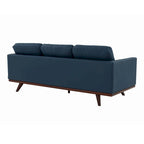 Leather 3-Seater Sofa - 83" with Birch Wood Base