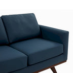 Leather 3-Seater Sofa - 83" with Birch Wood Base