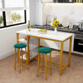Faux Marble Bar Table Set - 3-Piece with Emerald Stools for 2