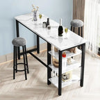 Faux Marble Bar Table Set - 3-Piece with Emerald Stools for 2