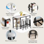 Faux Marble Bar Table Set - 3-Piece with Emerald Stools for 2