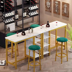 Faux Marble Bar Table Set - 3-Piece with Emerald Stools for 2