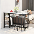Faux Marble Bar Table Set - 3-Piece with Emerald Stools for 2