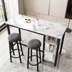 Faux Marble Bar Table Set - 3-Piece with Emerald Stools for 2