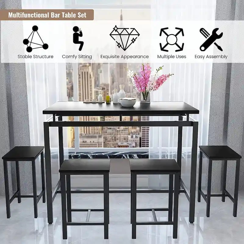 Industrial Dining Table Set - Counter Height - 5-Piece for 4