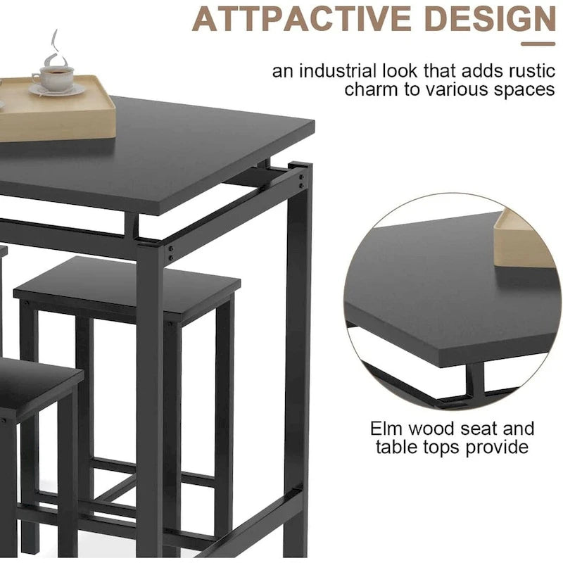 Industrial Dining Table Set - Counter Height - 5-Piece for 4