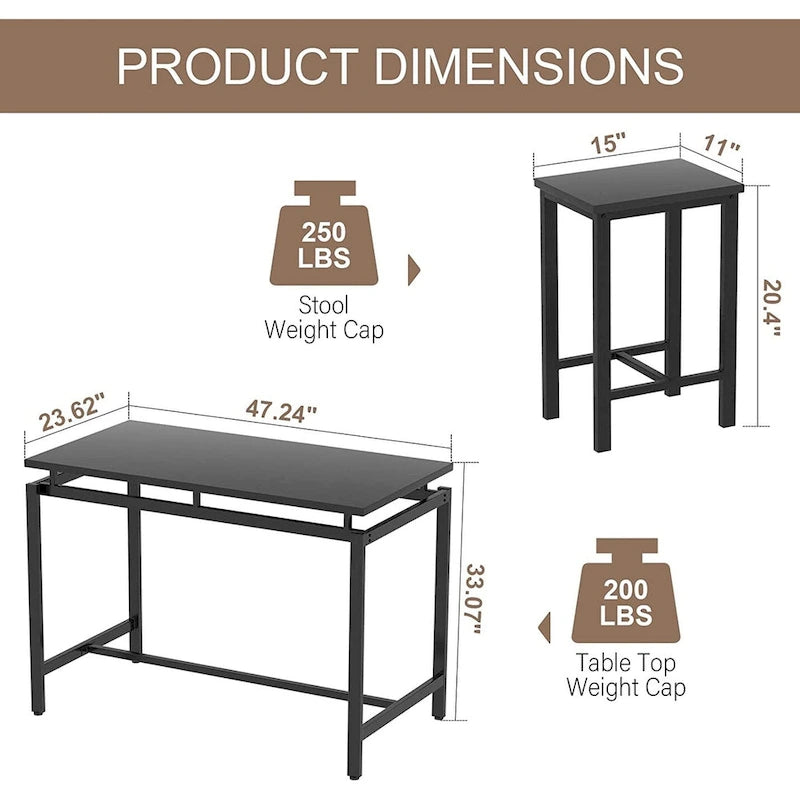Industrial Dining Table Set - Counter Height - 5-Piece for 4