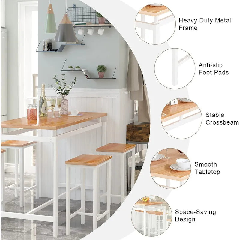 Industrial Dining Table Set - Counter Height - 5-Piece for 4