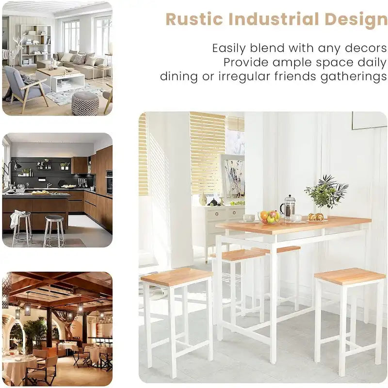 Industrial Dining Table Set - Counter Height - 5-Piece for 4