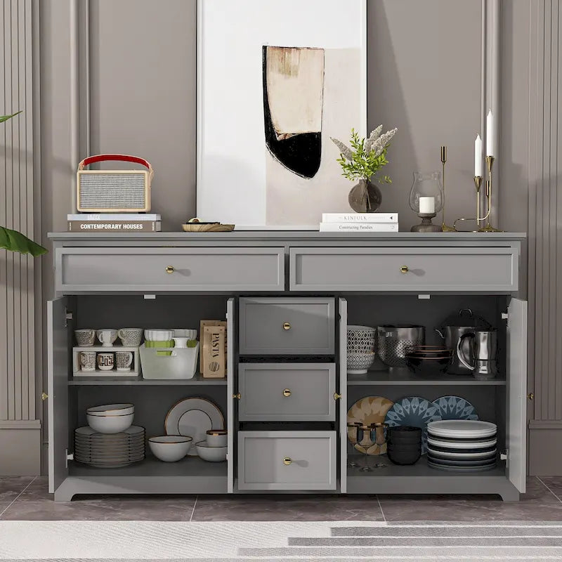 Combo Dresser Chest Storage Cabinet Buffet Sideboard White/Black/Grey