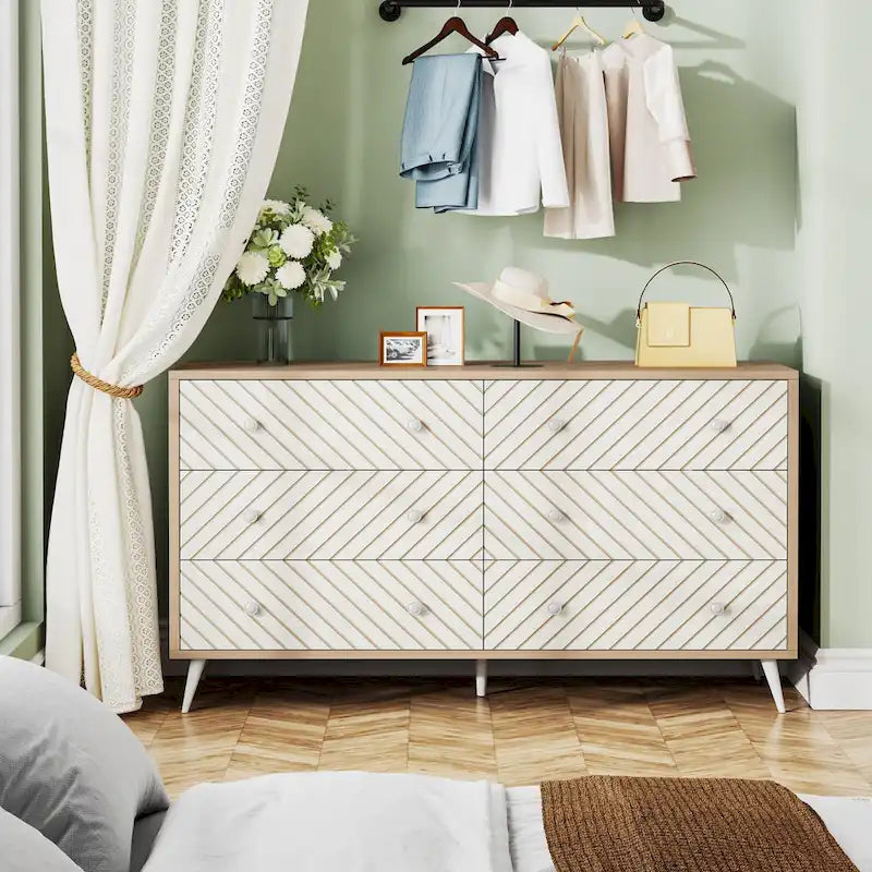 6-Drawer Storage Dresser - Modern with Metal Legs