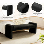Gray Upholstered Bench - 45" for 2-3 People with Armrests