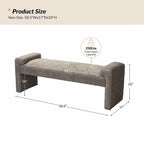 Gray Upholstered Bench - 45" for 2-3 People with Armrests