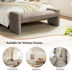Gray Upholstered Bench - 45" for 2-3 People with Armrests