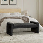 Gray Upholstered Bench - 45" for 2-3 People with Armrests