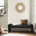 Gray Upholstered Bench - 45" for 2-3 People with Armrests