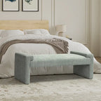 Gray Upholstered Bench - 45" for 2-3 People with Armrests