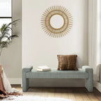 Gray Upholstered Bench - 45" for 2-3 People with Armrests