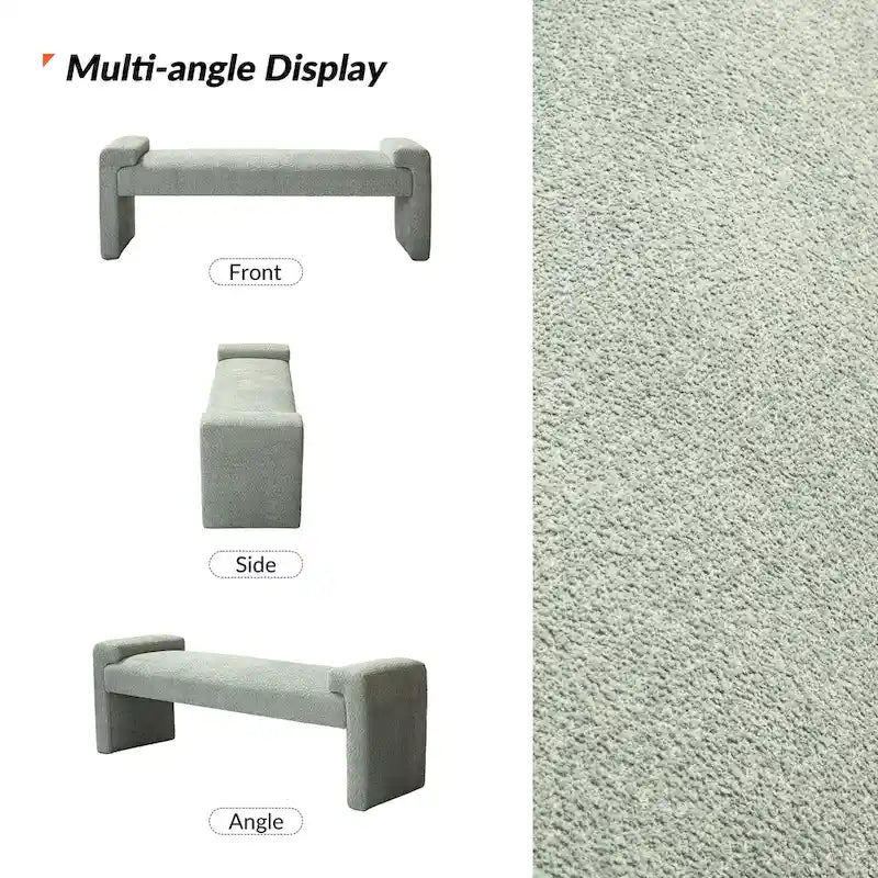 Gray Upholstered Bench - 45" for 2-3 People with Armrests