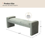 Gray Upholstered Bench - 45" for 2-3 People with Armrests