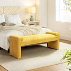 Gray Upholstered Bench - 45" for 2-3 People with Armrests