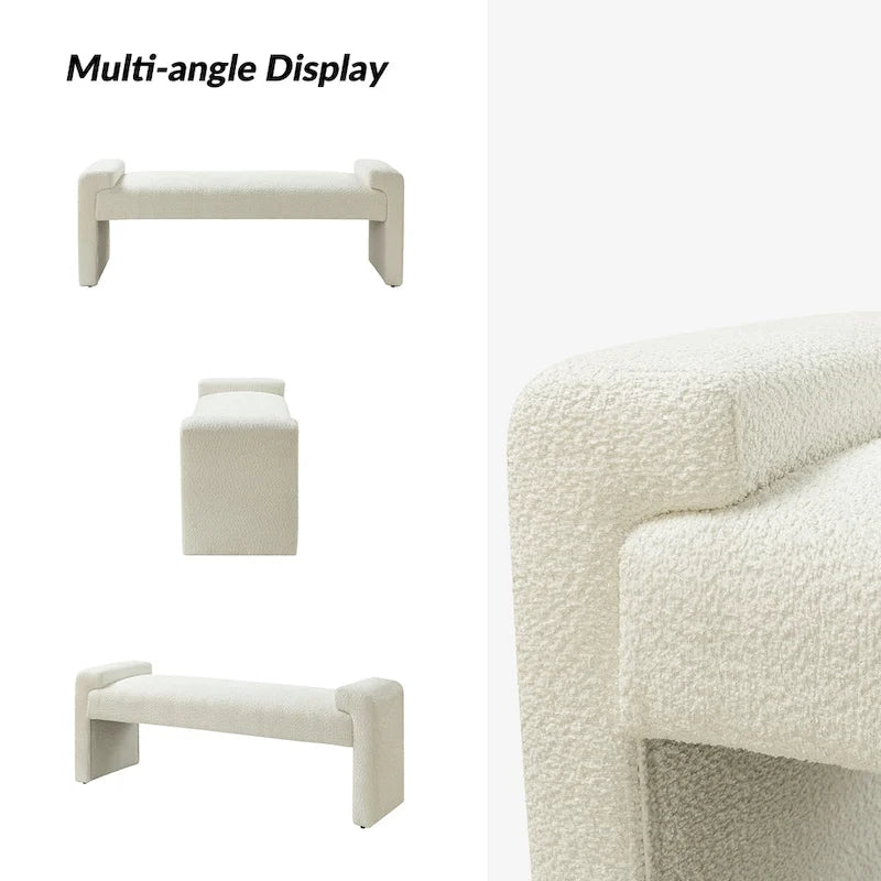 Gray Upholstered Bench - 45" for 2-3 People with Armrests