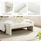 Gray Upholstered Bench - 45" for 2-3 People with Armrests