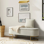 Green Velvet Storage Bench with Gold Legs - 50" Wide