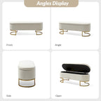 Green Velvet Storage Bench with Gold Legs - 50" Wide