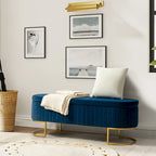 Green Velvet Storage Bench with Gold Legs - 50" Wide