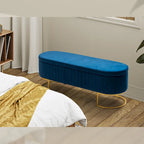 Green Velvet Storage Bench with Gold Legs - 50" Wide