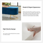 Green Velvet Storage Bench with Gold Legs - 50" Wide