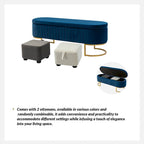 Green Velvet Storage Bench with Gold Legs - 50" Wide
