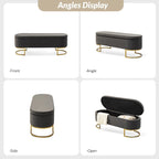 Green Velvet Storage Bench with Gold Legs - 50" Wide
