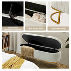 Green Velvet Storage Bench with Gold Legs - 50" Wide