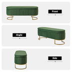 Green Velvet Storage Bench with Gold Legs - 50" Wide