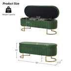 Green Velvet Storage Bench with Gold Legs - 50" Wide